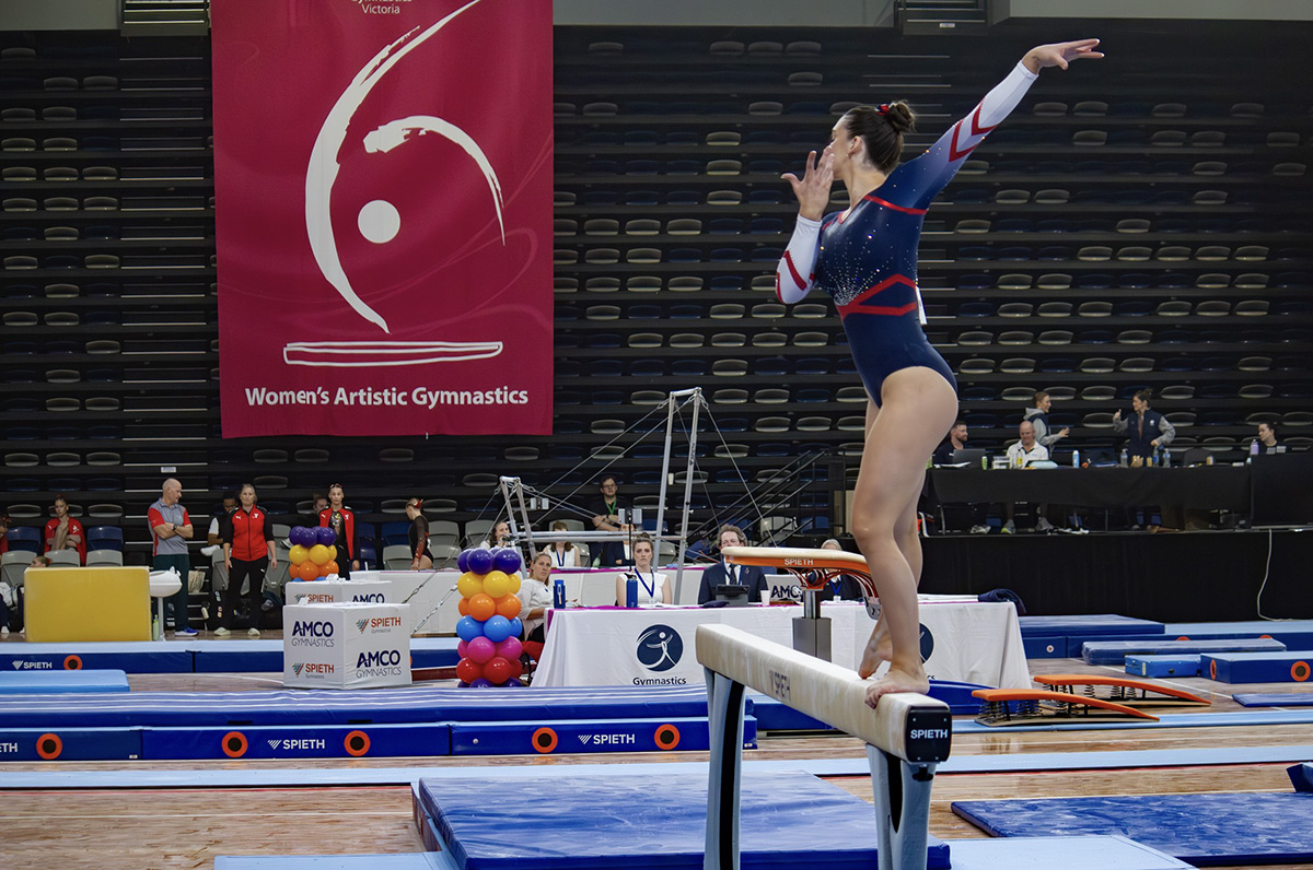 A gymnast on beam