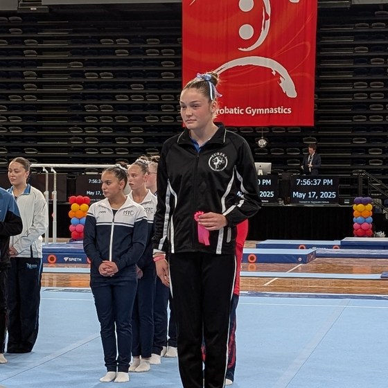 A Eureka gymnast at the 2025 Senior Victorian Championships